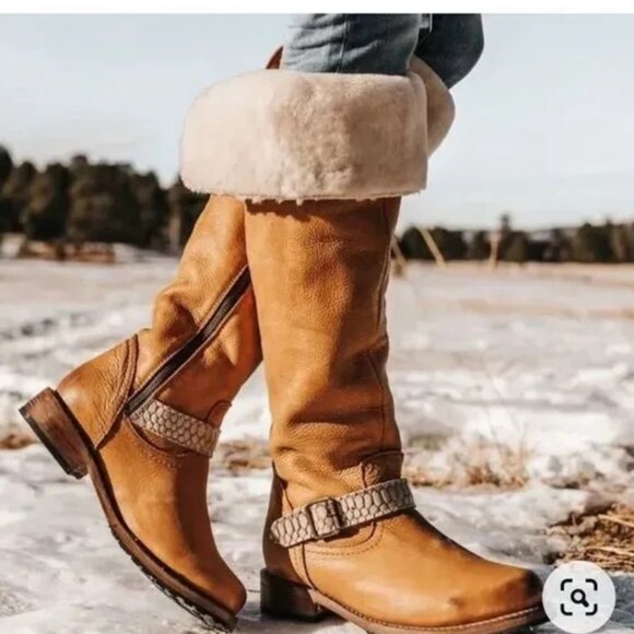 NIB Freebird by Steven Women's Denmark Tan Sherpa Lined Leather Boots size 9 - Picture 2 of 12
